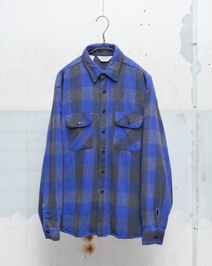 old "FIVE BROTHER" heavy flannel oversized plaid shirt / SIZE:XL / Made In USA