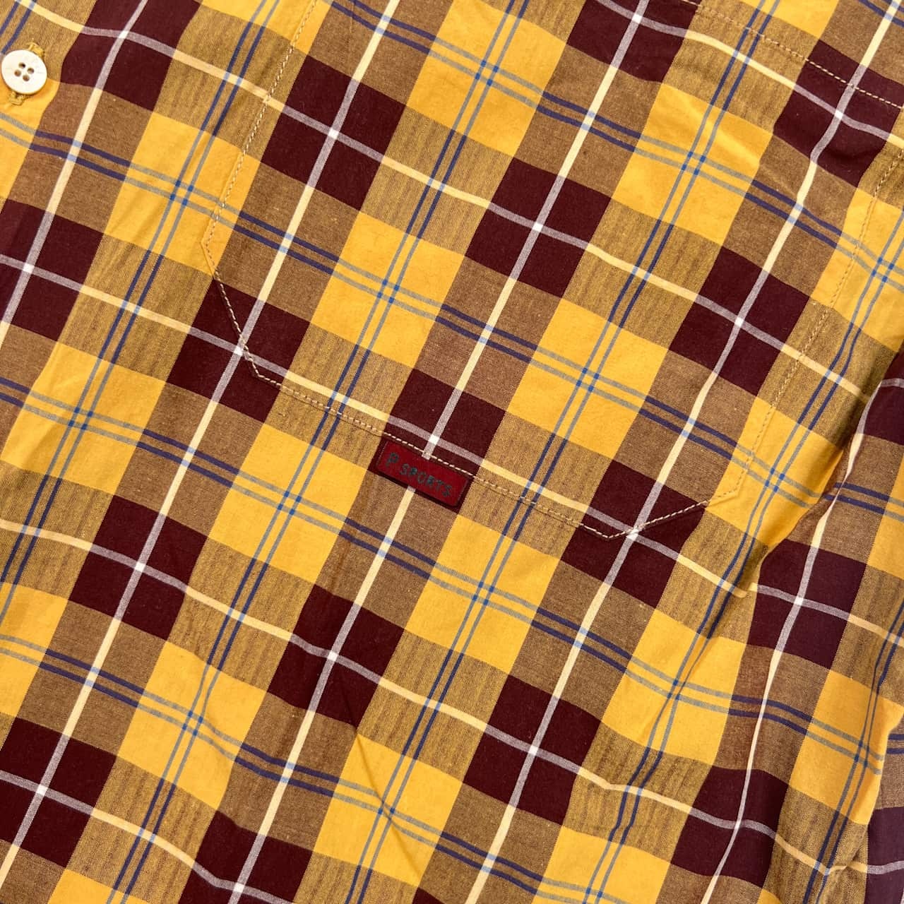 Papas パパス P sport  チェック 長袖シャツ L/イエロー×ブラウン 系 メンズ