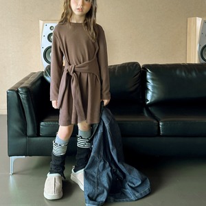 秋重ね着風ニットワンピース