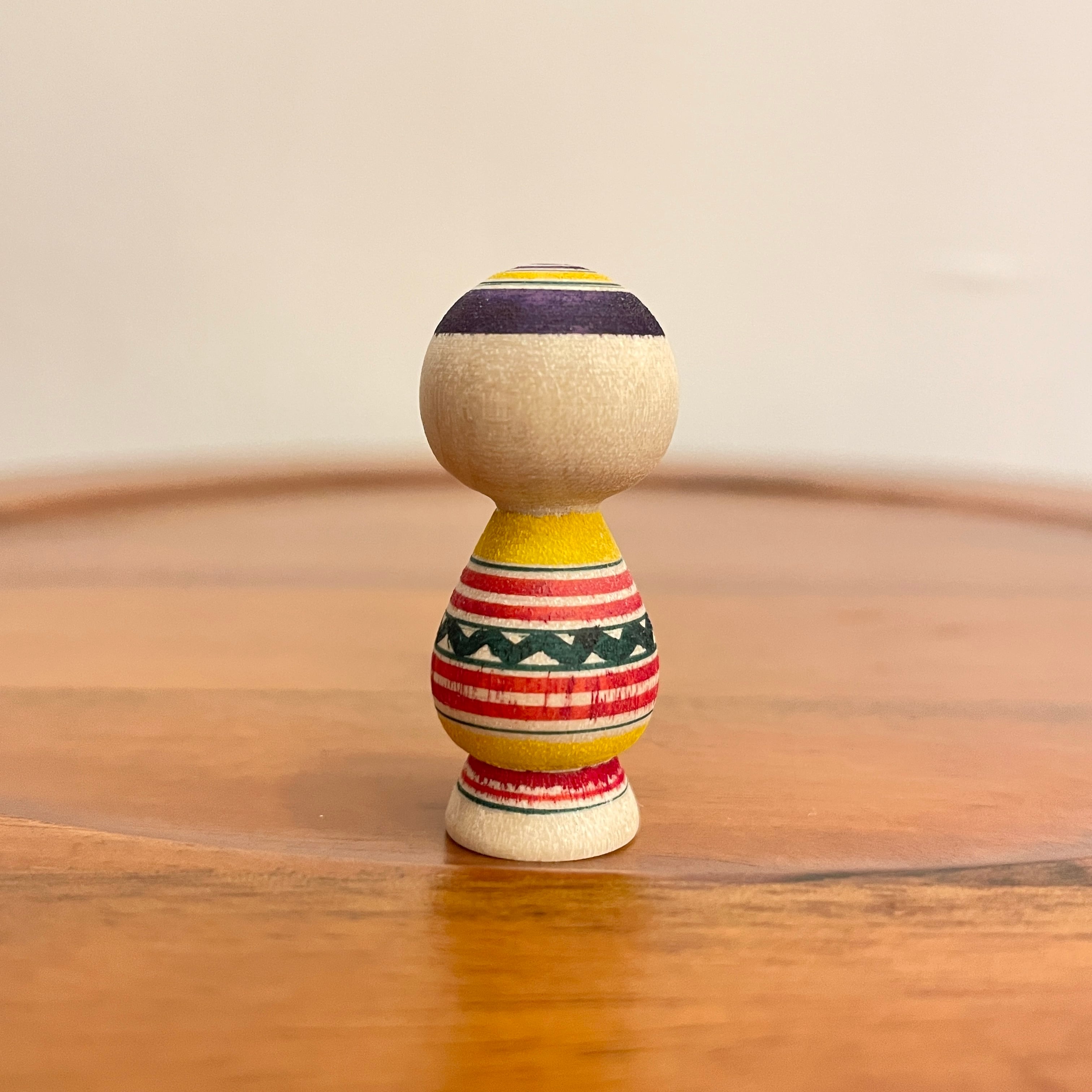 池内潮音工人：弥治郎系】1寸 こけし 黄赤緑：3.5cm N10SI-202