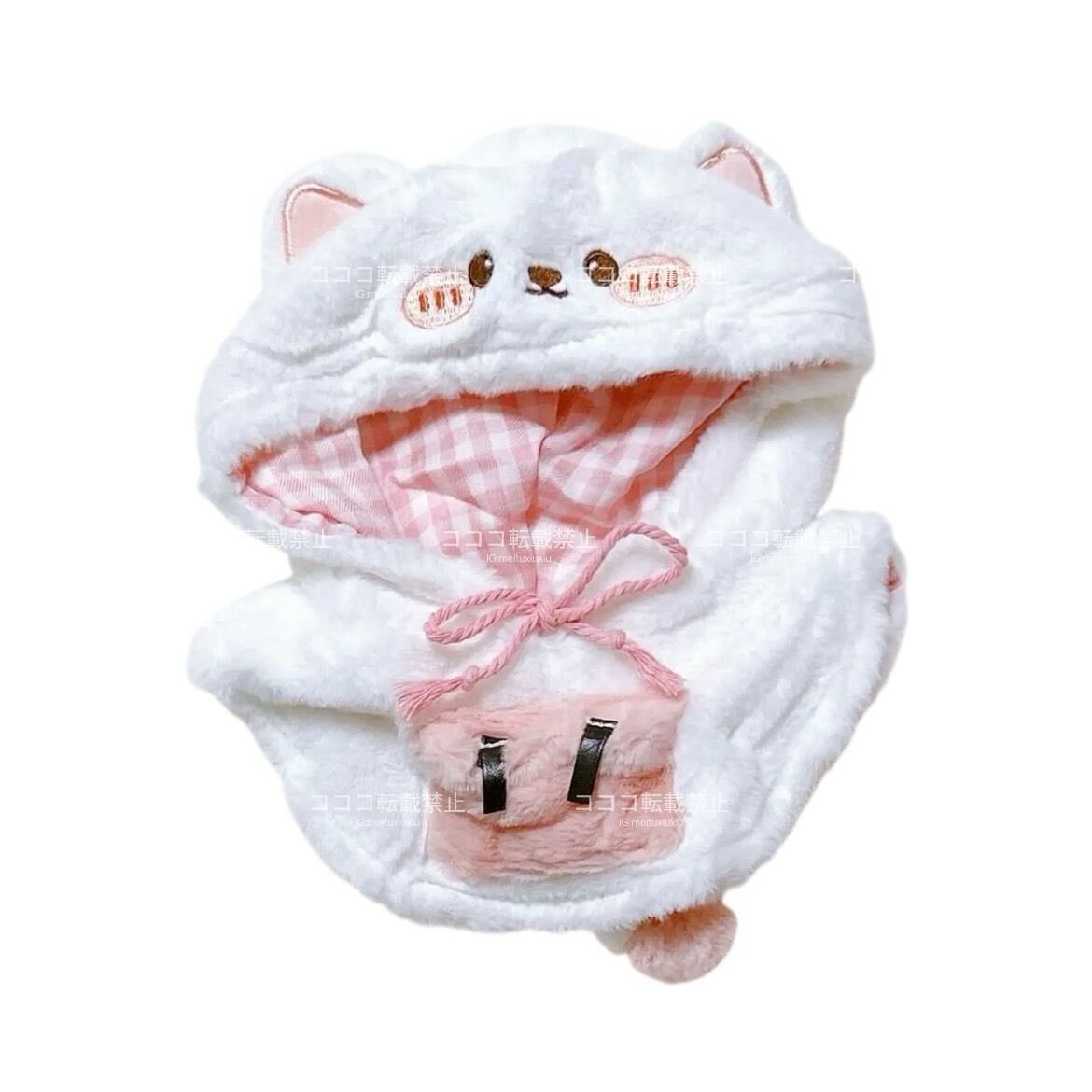 あや様ぬい服ふわふわ着ぐるみ 猫耳 お座り にじぱぺちびぐるみいつぬい 10㎝・20㎝用】4点セット もふもふ 猫耳 着ぐるみ コーデ ぬい服 ぬい