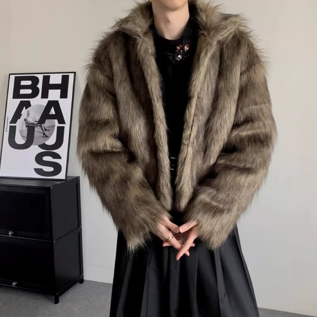 ワイルドモダン フェイクファーショートコート D12055