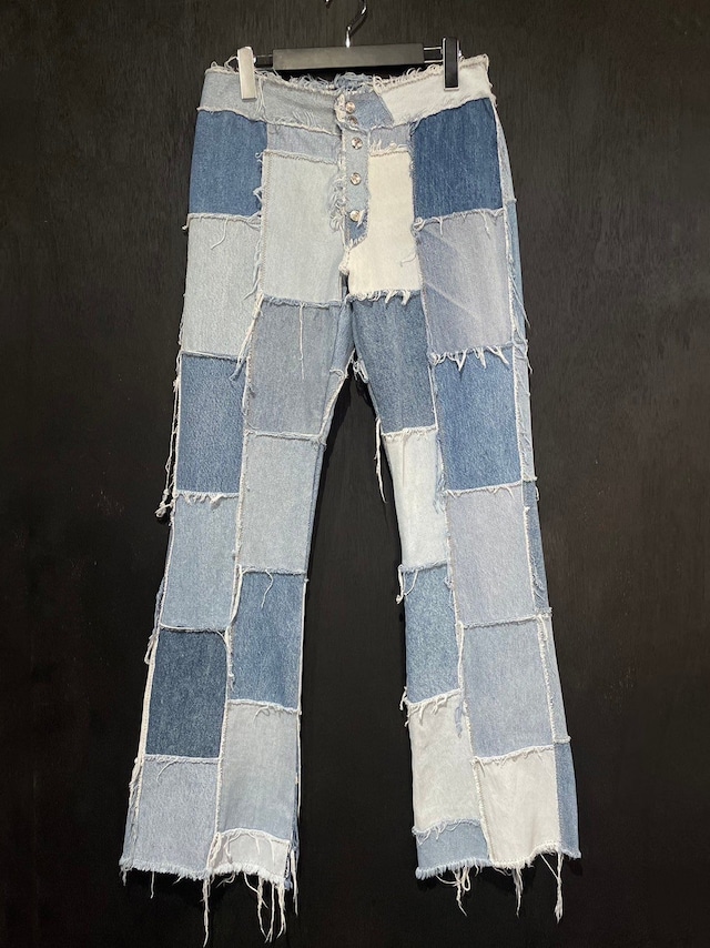 【WEAPON VINTAGE】Patchwork Design Vintage Flare Denim Pants