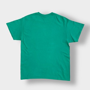 【GILDAN】Delaware Estuary デラウェア・ウォーターフロント 河口 ロゴ プリント Tシャツ 半袖 グリーン LARGE US古着