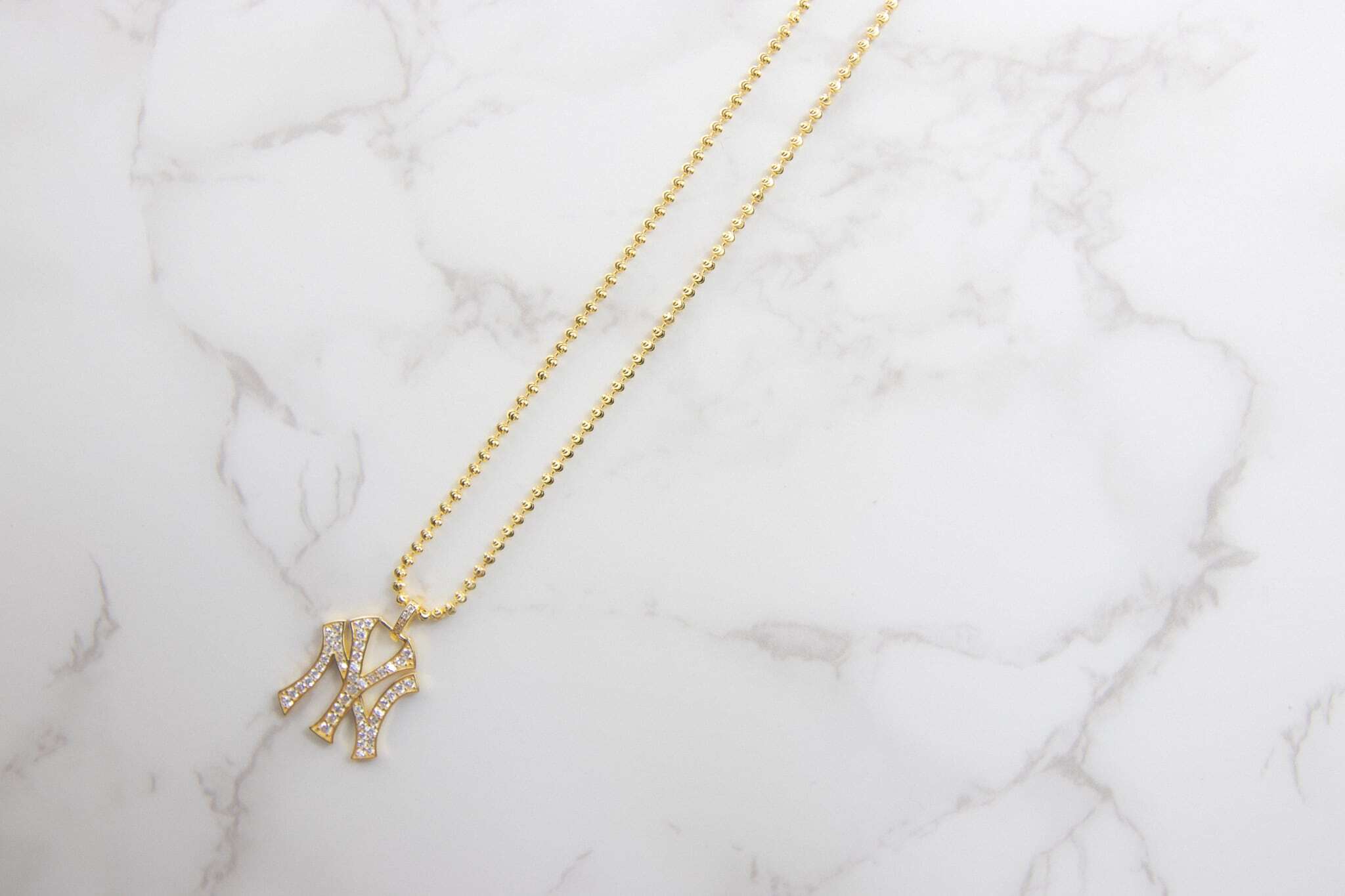 NY Yankees Large Iced Out Pendant Necklace | RECEPTION SNEAKER
