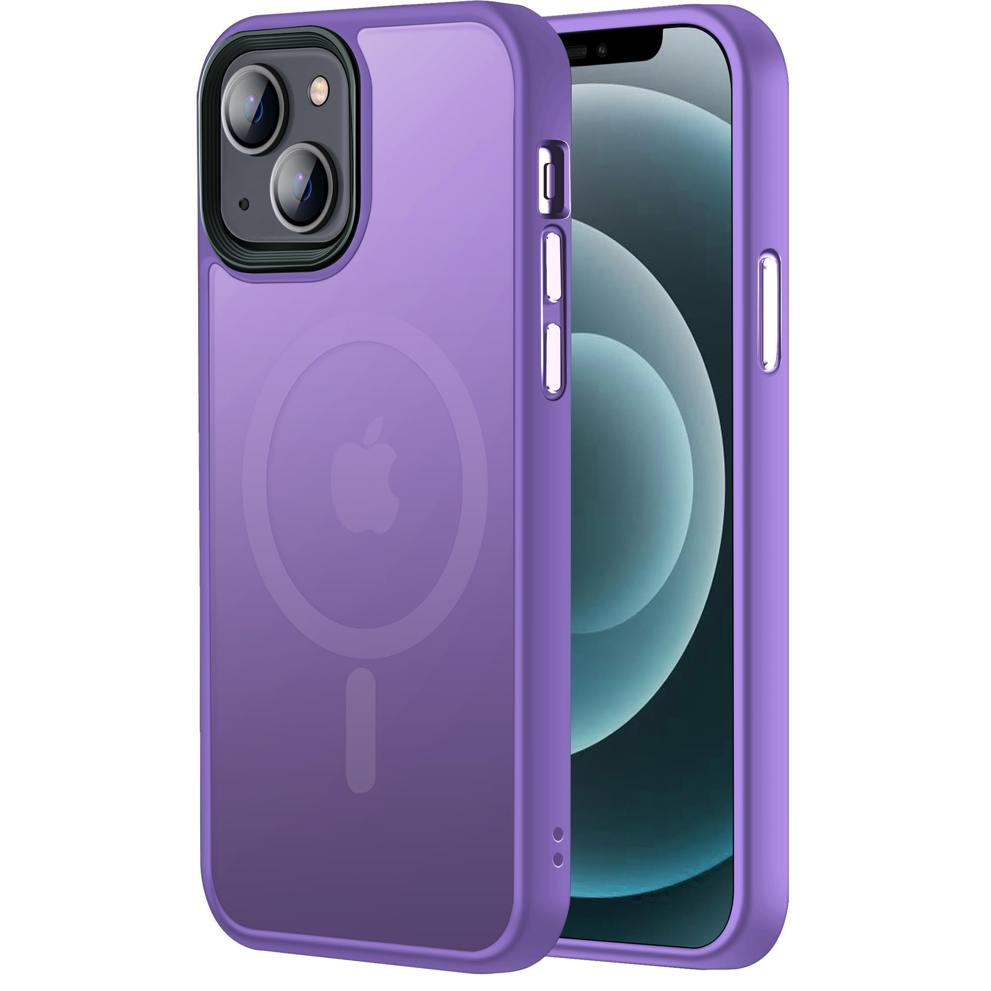 【米軍規格・MagSafe対応】Gtsoho iPhone 15 Plus ケース 用 ケース 透明 マグネット搭載 ワイヤレス充電 耐衝撃 耐久性 全面保護 黄ばみなし ストラップホール付き イフォン 14 Plus 用 カバー マグセーフ対応 むらさき