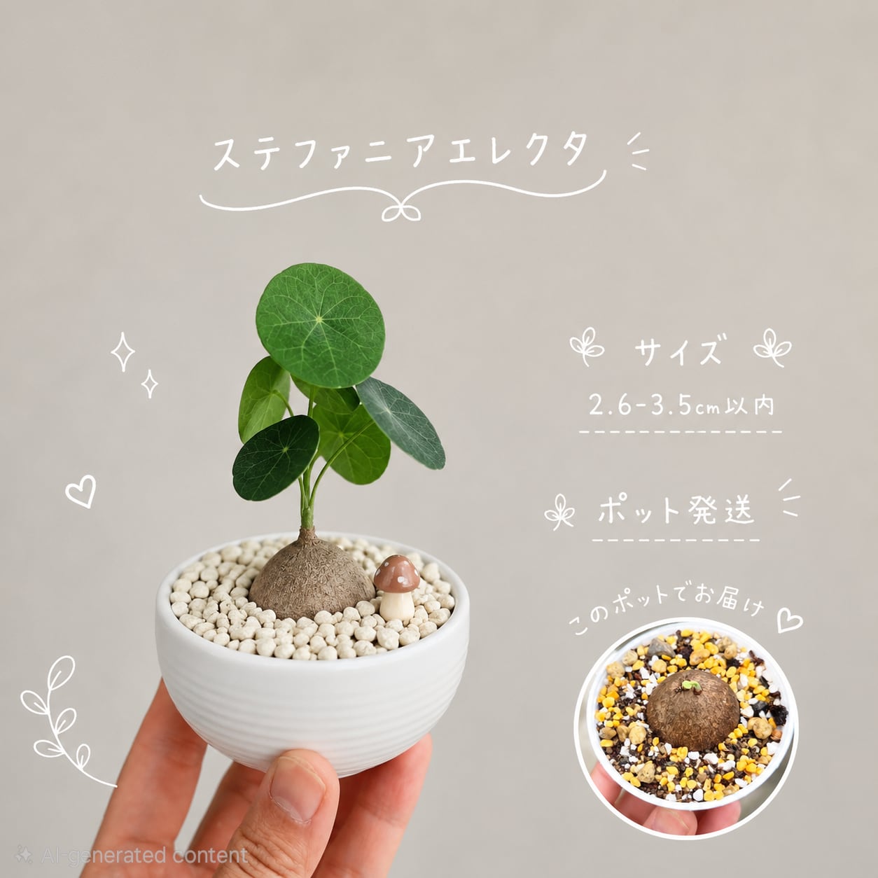 ♡ポット発送♡〚 ステファニア エレクタ 〛Stephania Erecta 直径2.6-3.5cm以内 発芽済 コーデックス 塊根植物