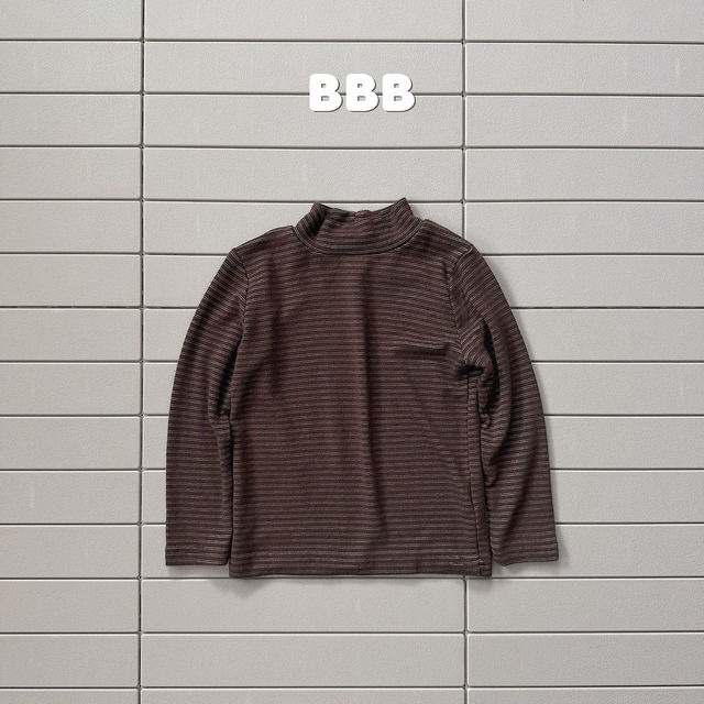 《予約》送料無料【Bella bambina】Stripe Mock Neck Tee