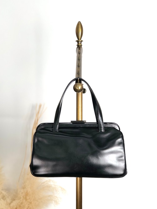 PRADA プラダ ハンドバッグ ブラック がま口 レザー vintage ヴィンテージ オールド 6am4p2