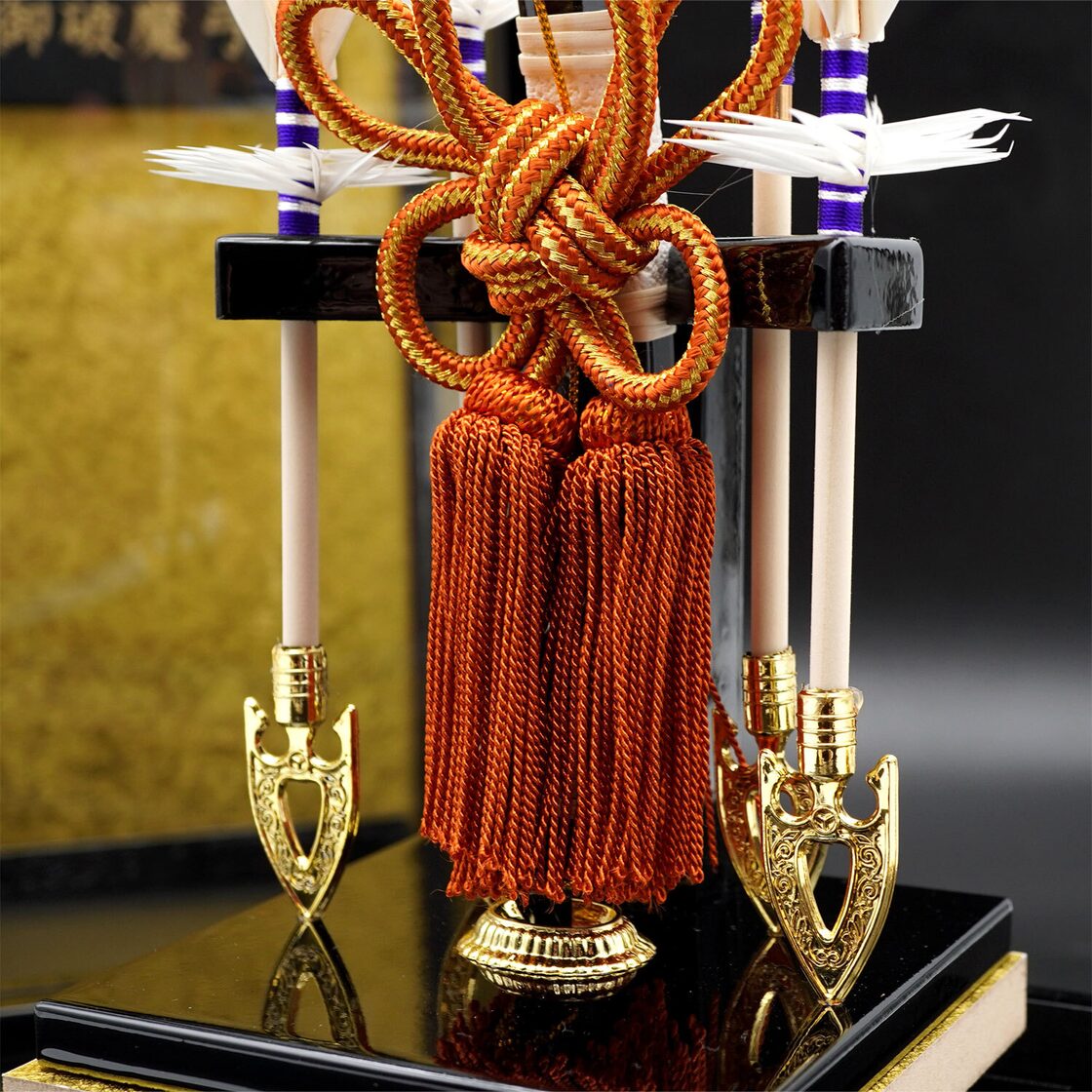 コンパクトな破魔弓飾り 6号 聖 黒塗り木製ケース入り 正月飾り/男の子 