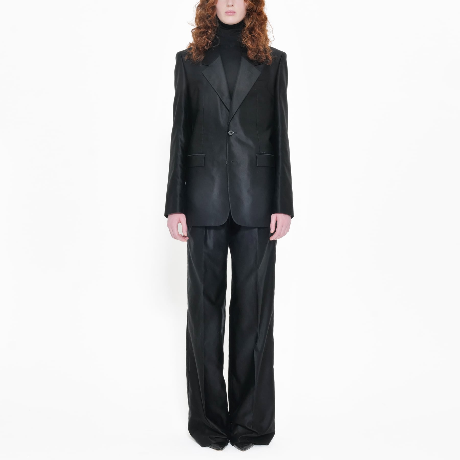 Black Moleskin Cotton Single-Breasted Blazer