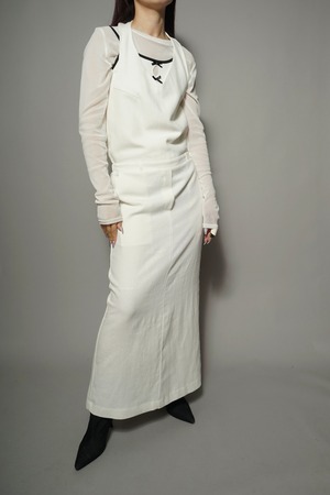 V-NECK DRAPE DRESS (WHITE) 2404-96-250