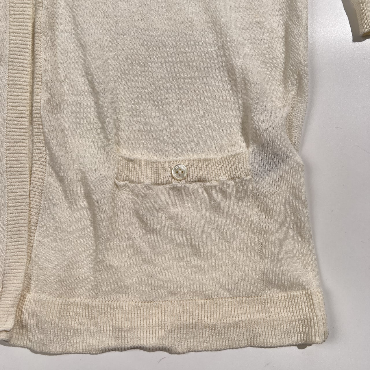 Mademoiselle NON NON マドモアゼルノンノン ロング リネン ニット カーディガン サイズ 38 M /ホワイト/サマーニット/麻素材