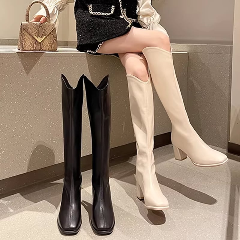 【Shoes】2色展開ロングブーツ Q8364