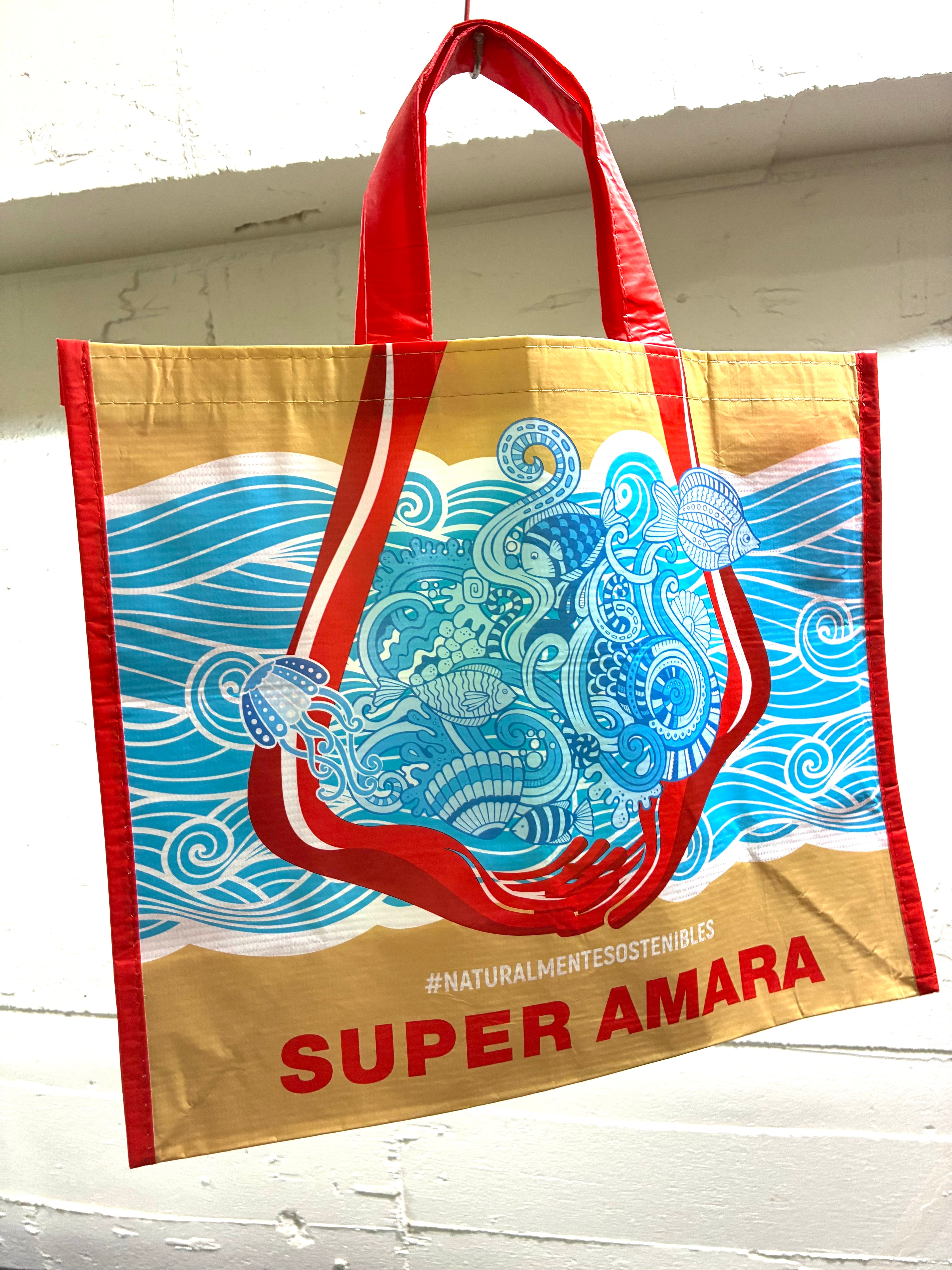 スペイン カラフルな大容量のエコバッグ super amara スーパー アマラ