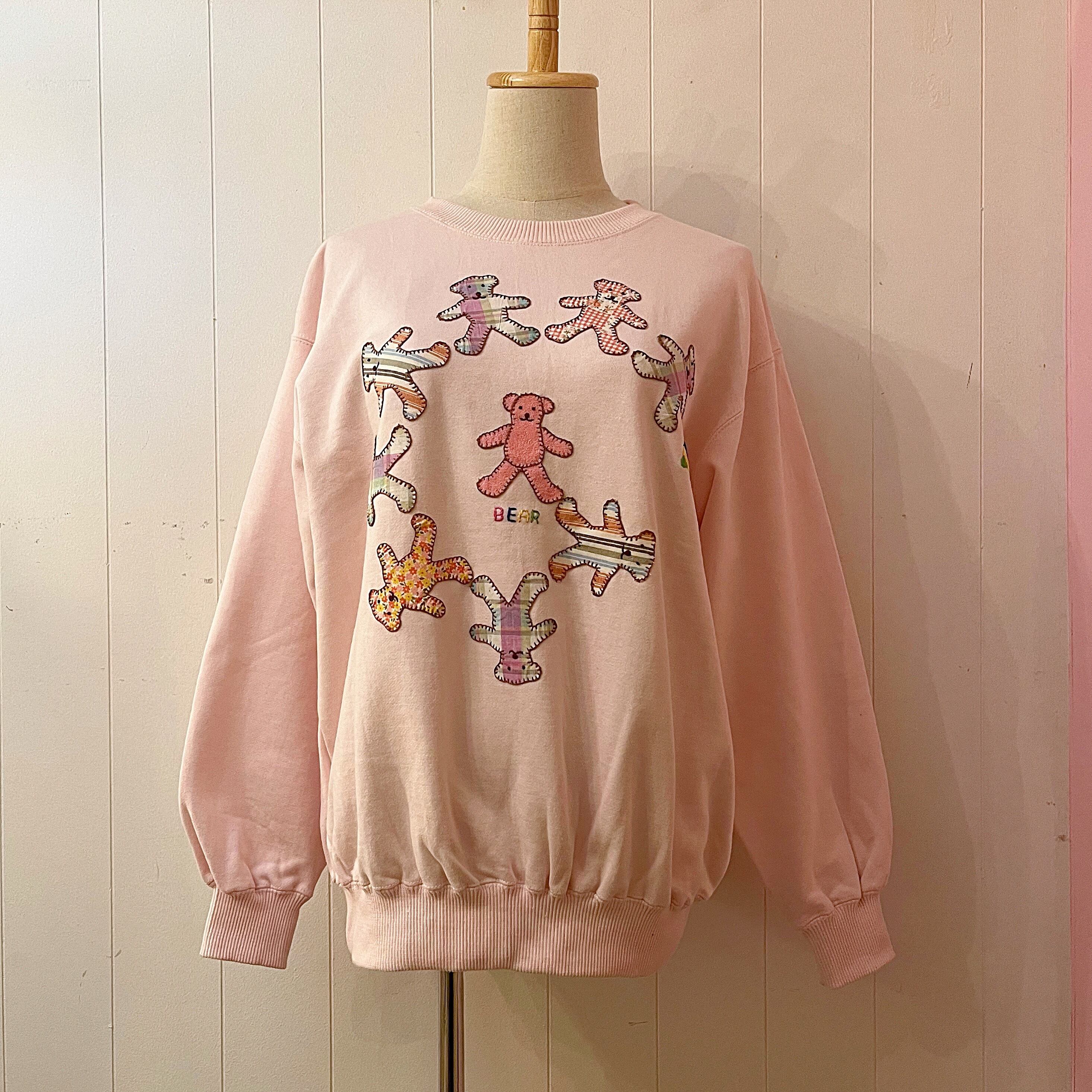 bear patchwork pink sweat