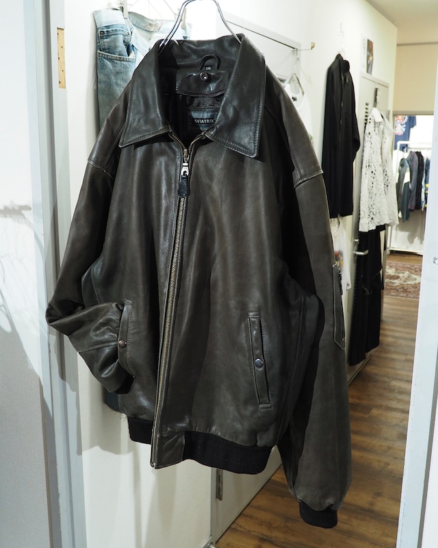 1990s " AVIATRIX " Beautiful Dark Brown Color Vintage Flight Leather Jacket