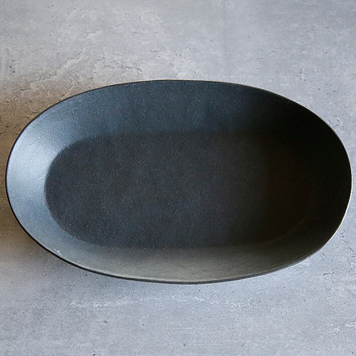 オーバル深皿(墨黒化粧)