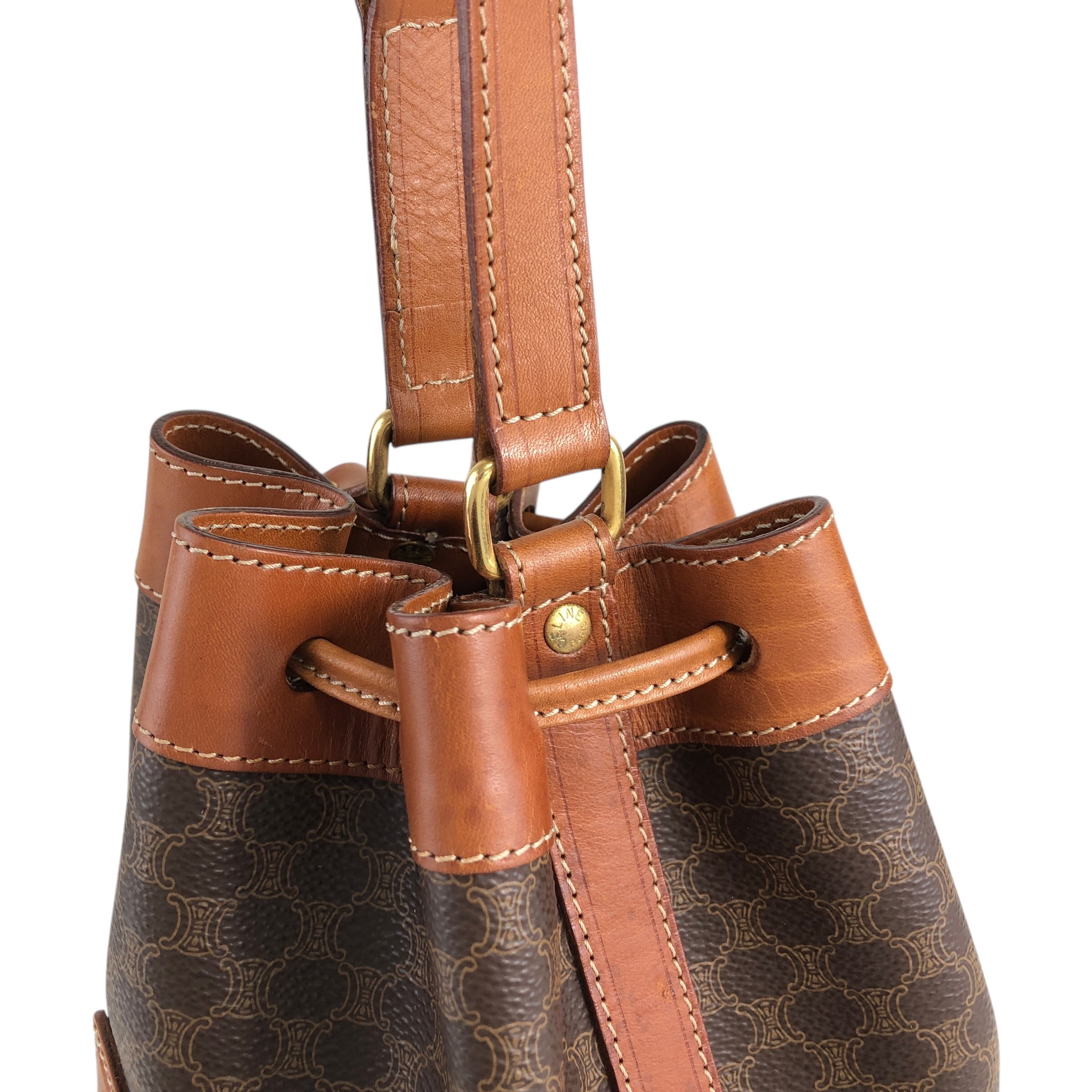 CELINE セリーヌ マカダム ショルダーバッグ ブラウン ブラゾン型押し