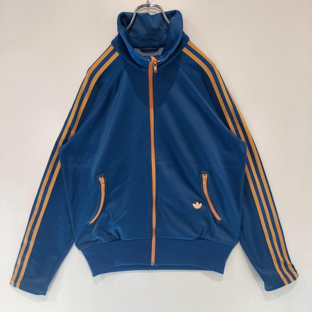 adidas アディダス トラックジャケット 刺繍 L 青 オレンジ adidas アディダス トラックジャケット 刺繍 L 青 オレンジ