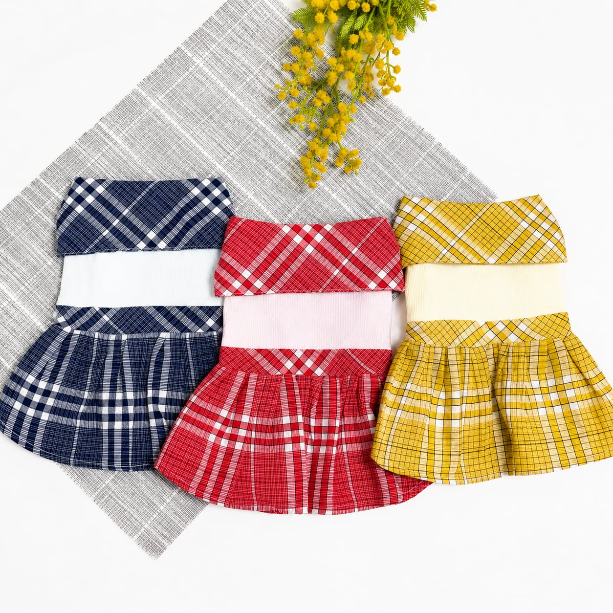 rora check sailor one-piece S ~ XL 3color / 犬服 春夏 ワンピース チェック柄 セーラー服 犬の服 お揃い 可愛い ドッグウェア お出かけ onepiece68