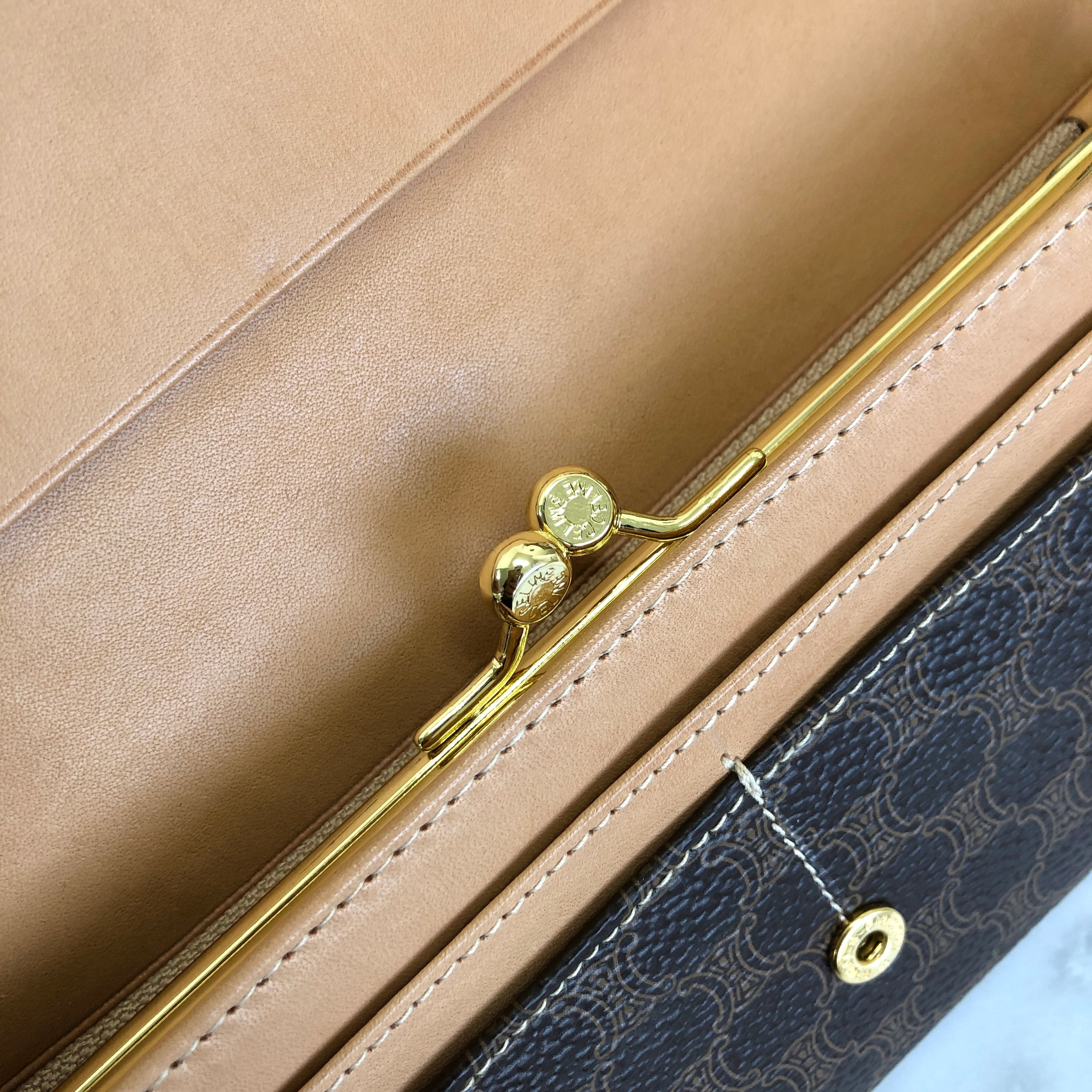 CELINE セリーヌ マカダム ロゴ型押し 長財布 財布 ブラウン vintage