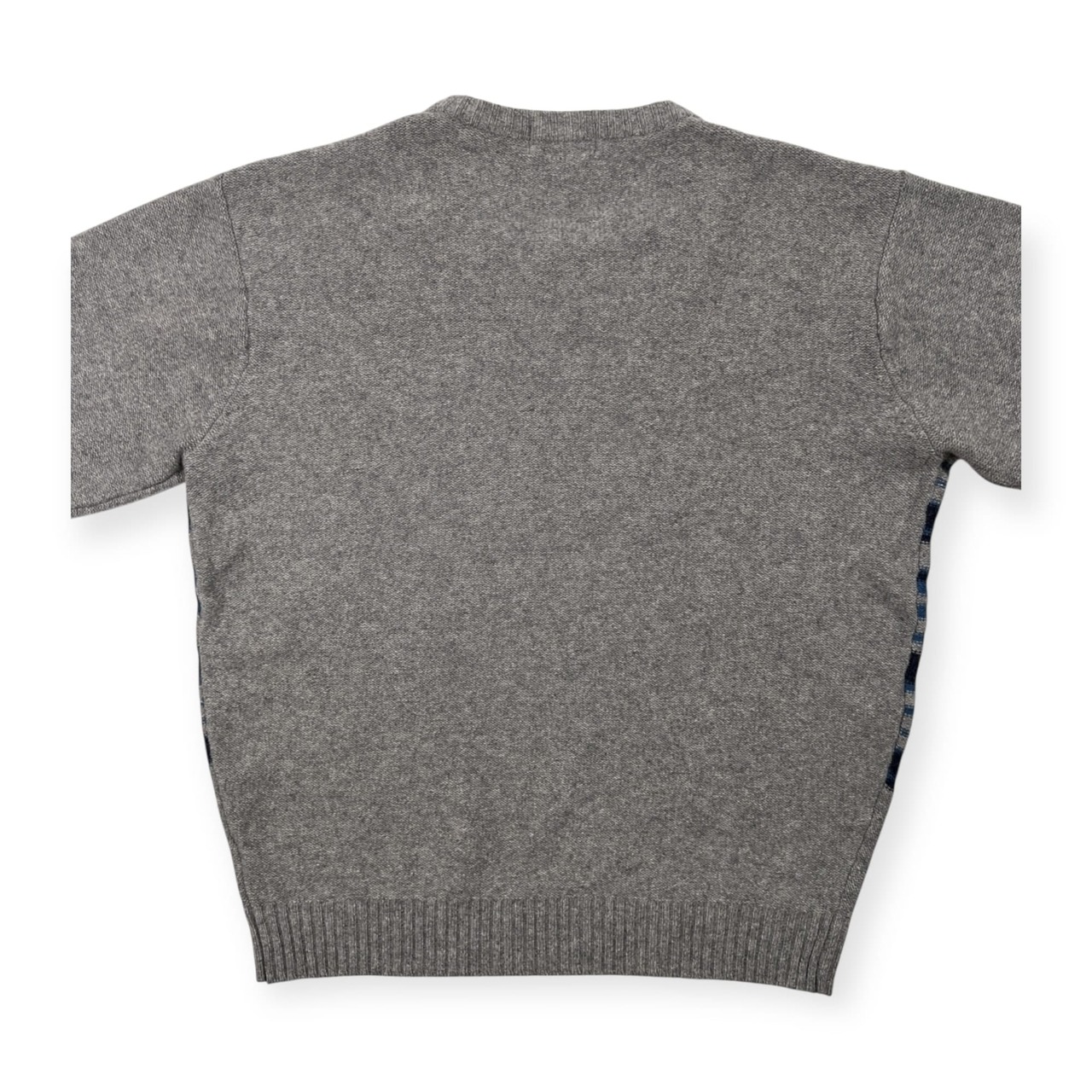 Crocodile クロコダイル ボーダー風 ウールニットセーター サイズ LL /メンズ/グレー×ブルーネイビー系