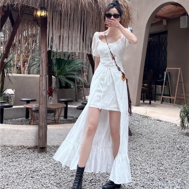 予約販売】ワンピース レディース ミニワンピ ロングワンピース 足見せ  