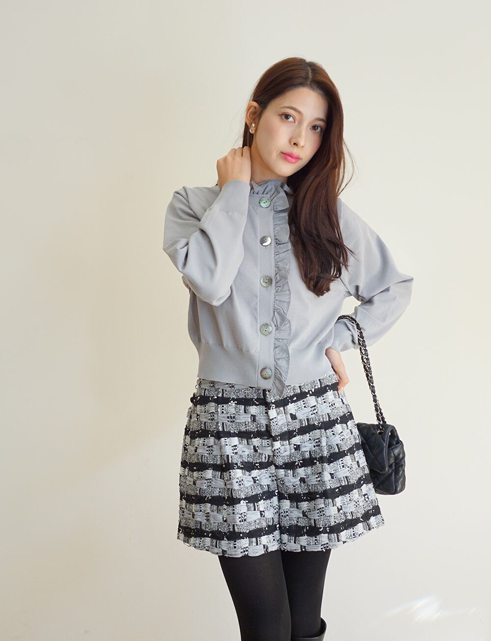 ツイードショートパンツ gray | amin pur