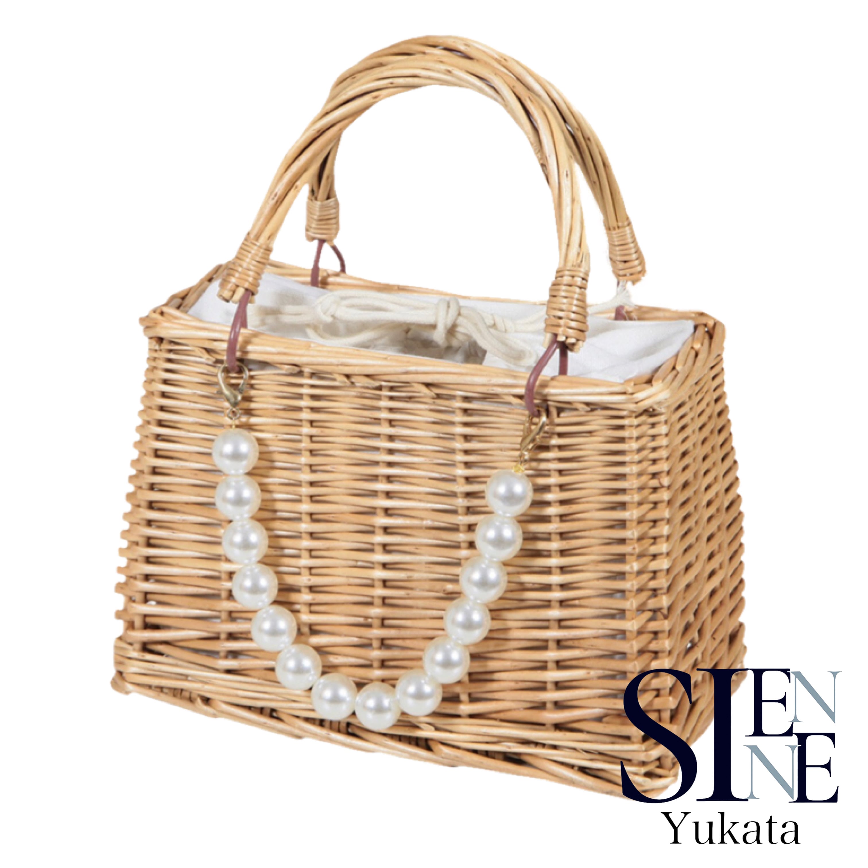 パール籠バック ミアン MIAN パールバケツかごバッグ （ベージュコンビ