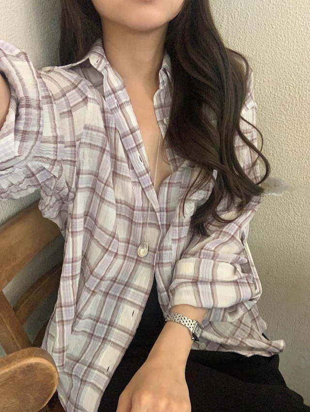 (予約)Liter / Cocoa roll up check shirt