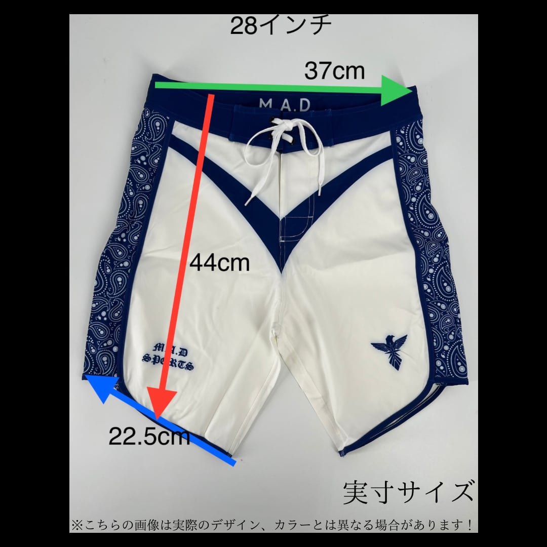 M.A.D Board Shorts 【WHITE×BLUE BIG WAVE】 | madsportsgym