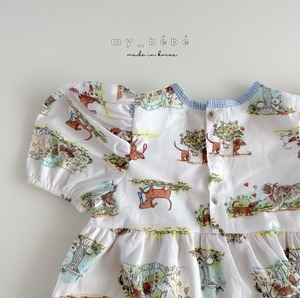 【my bebe】ビンテージドッグワンピーススーツ　70~80cm　240814