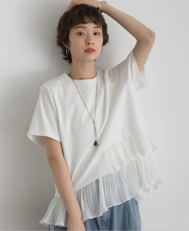ナンバーミーTOKYO" PLEATED DOCKING PULLOVER"WHITE