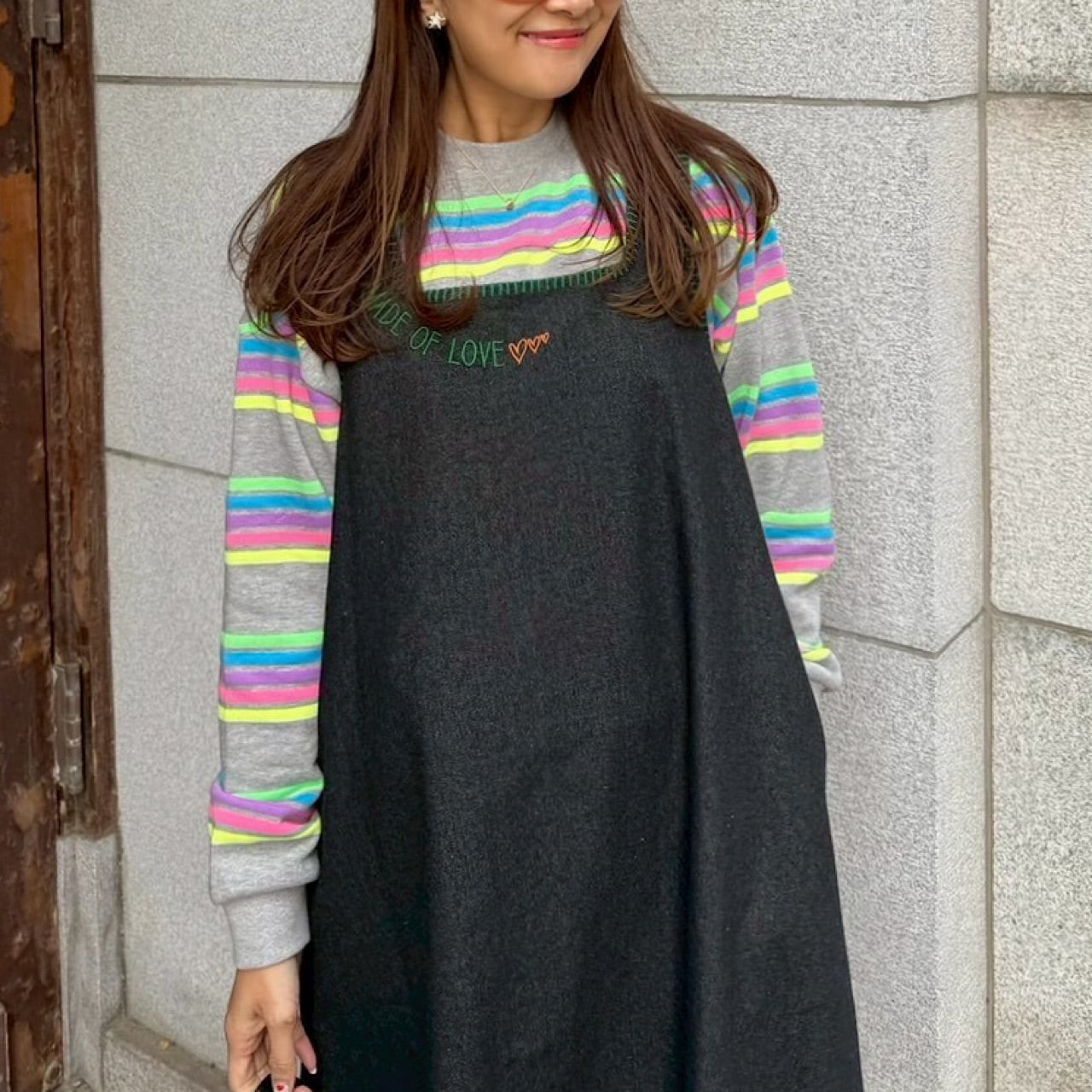 カラフルボーダートップス(グレー) | LINKABLE