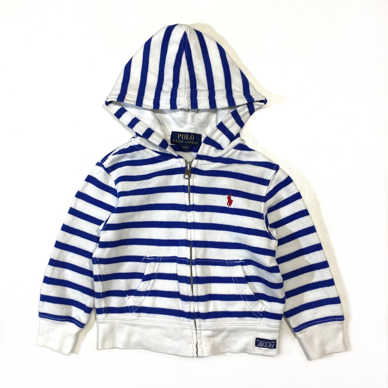 【kids】ポロラルフローレン スウェットパーカー キッズ 2歳 95-100cm 古着 ベビー服 フルジップ ボーダー 子供服 Polo Ralph  Lauren トレーナー ブルー×ホワイト【パーカー】【SA30】 | cave 古着屋【公式】古着通販サイト