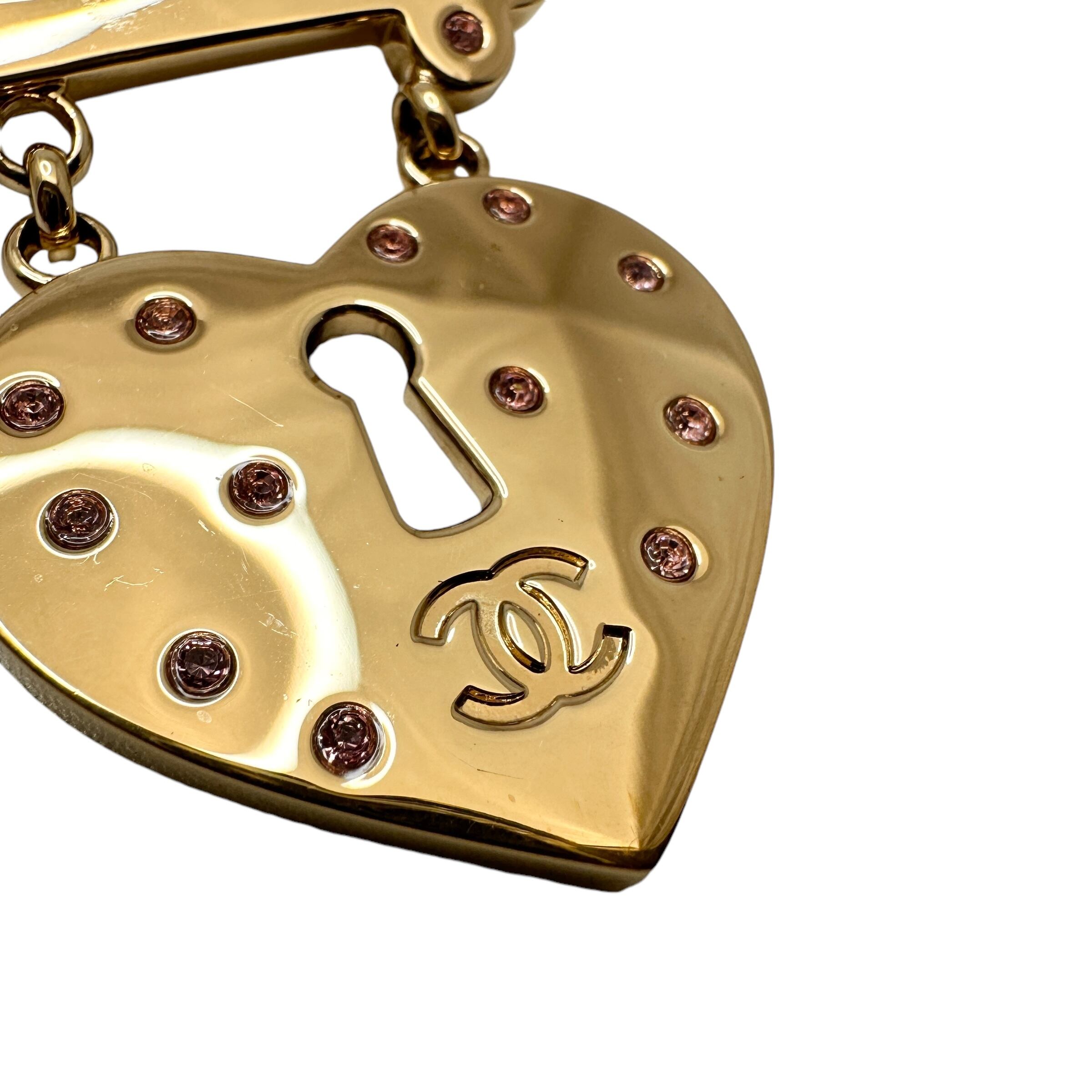 CHANEL シャネル ココマーク ハートロック ブローチ ゴールド