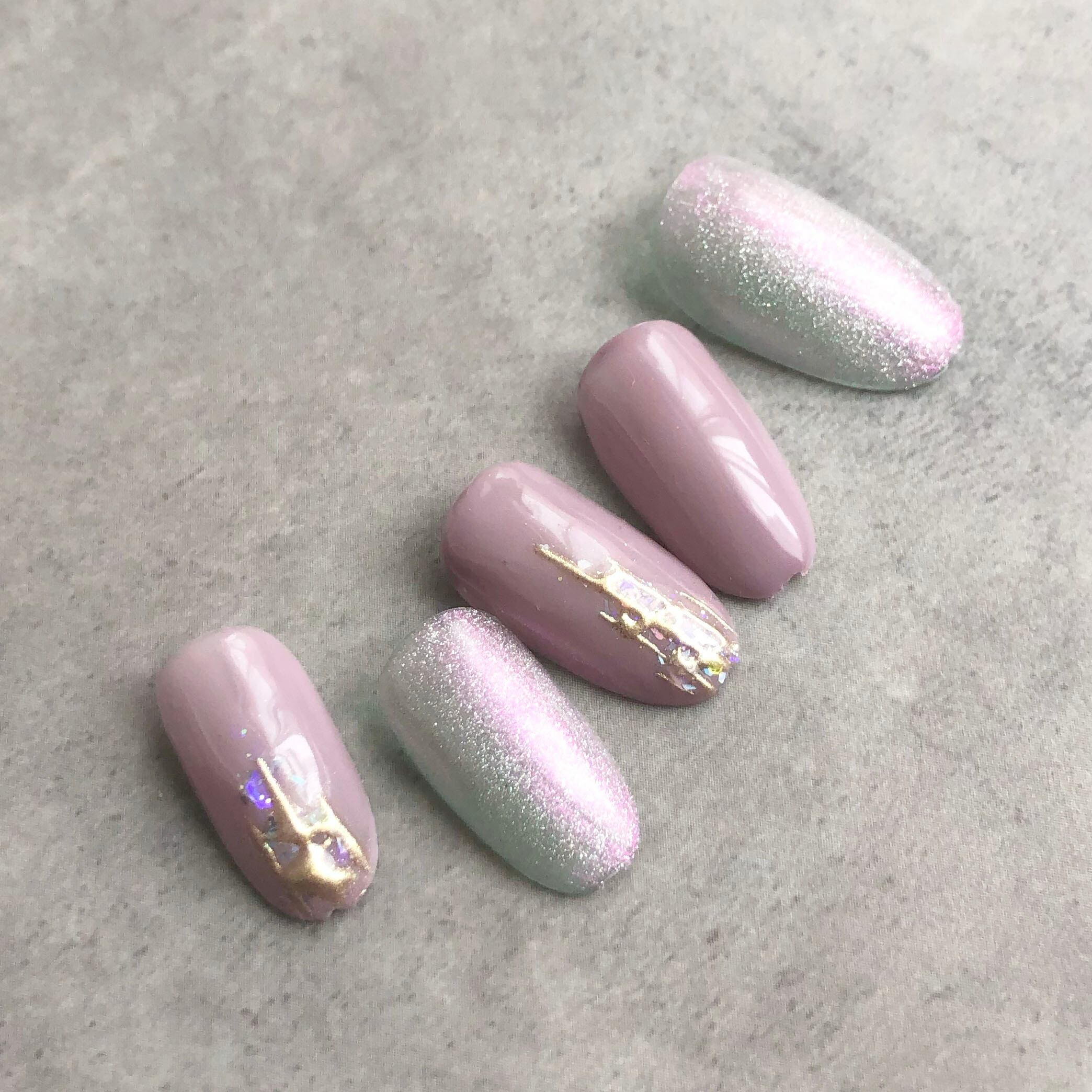 ネイルチップ/紫 パープル マグネット ニュアンス | Nail_momi