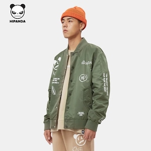 送料無料【HIPANDA ハイパンダ】メンズ  スタジャン MEN’S  BASEBALL JACKET /  GREEN・BLACK