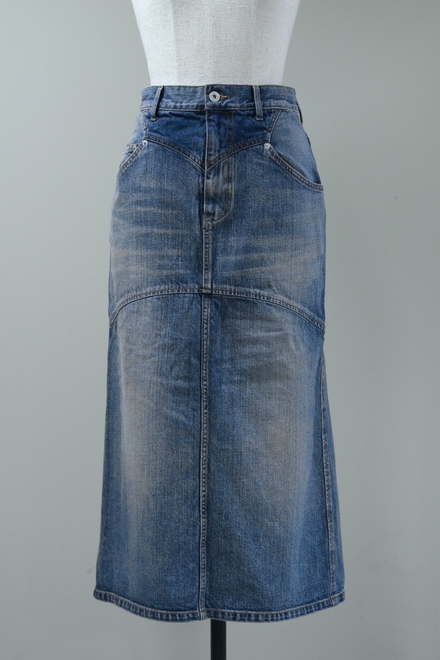 【FETICO】ORGANIC COTTON DENIM BACK-FLARE SKIRT - indigo -