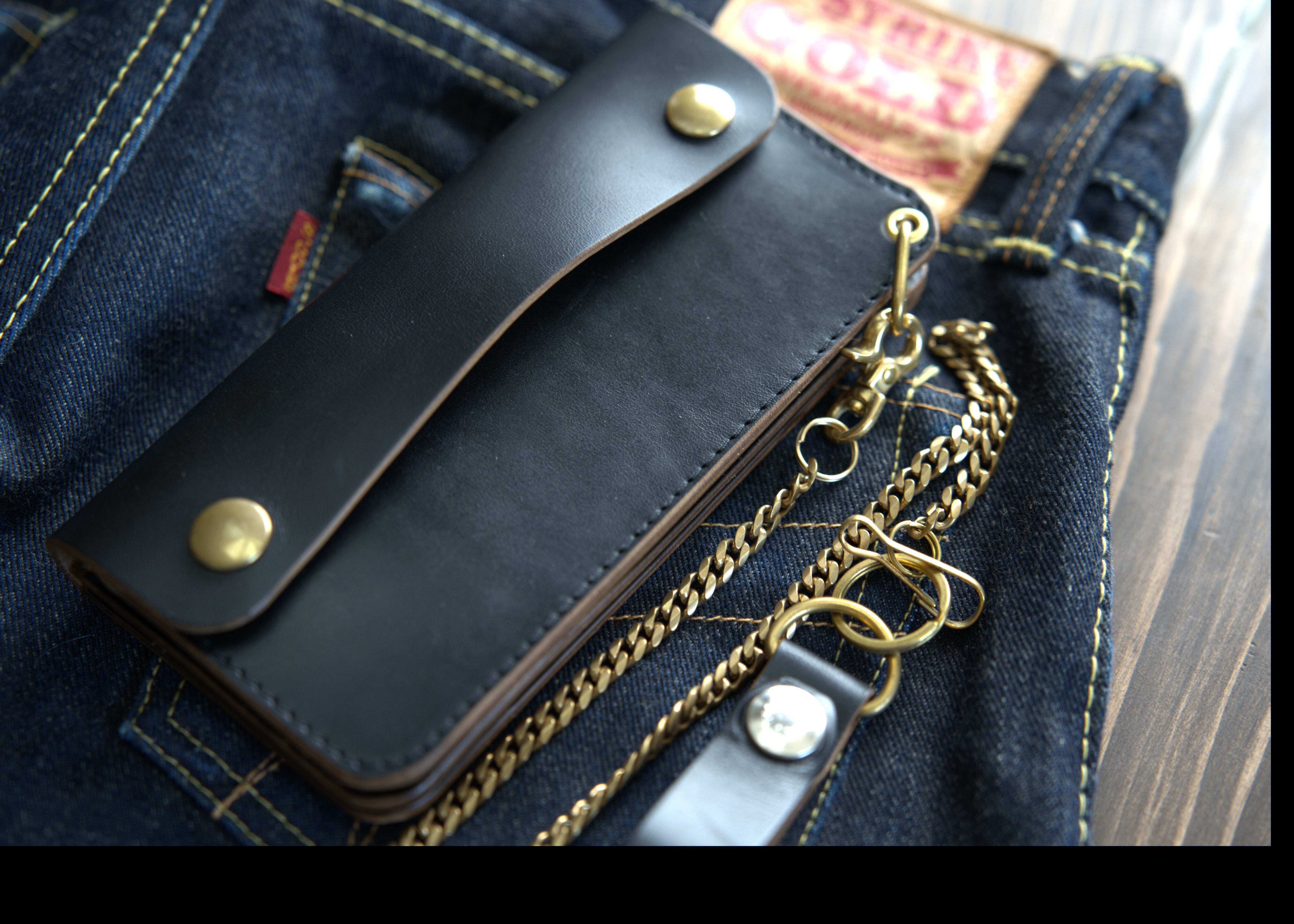 訳あり No.496 leather ホースバット トラッカーウォレット handmade works No,496 Leather