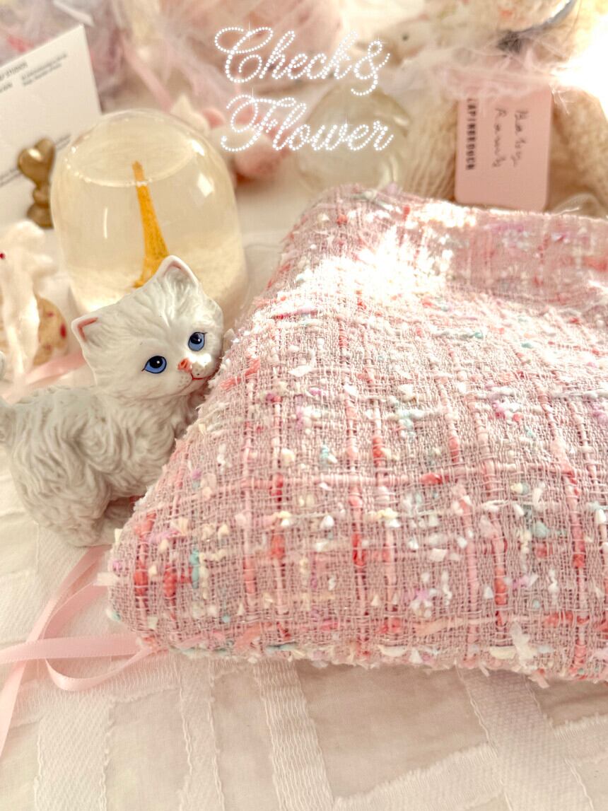 【期間限定販売】クリスタルピンク グリッター ツイード生地26SS