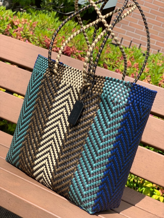 M Mercado Bag (Long handle) Gold/Black/Cream/Turquoise blue/Blue