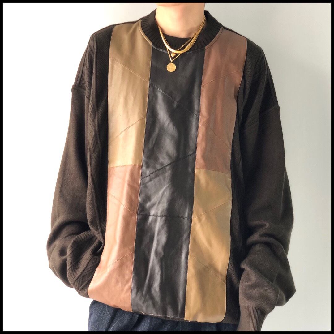BAGAZIO】PP Leather swiching Knit 