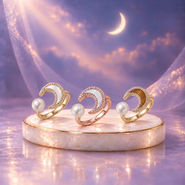 【The Moon 】Ring ｜三日月リング｜淡水パール｜Size Free