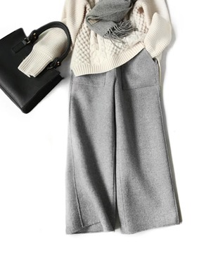 ウール混◆ワイドキュロット【p-20201】