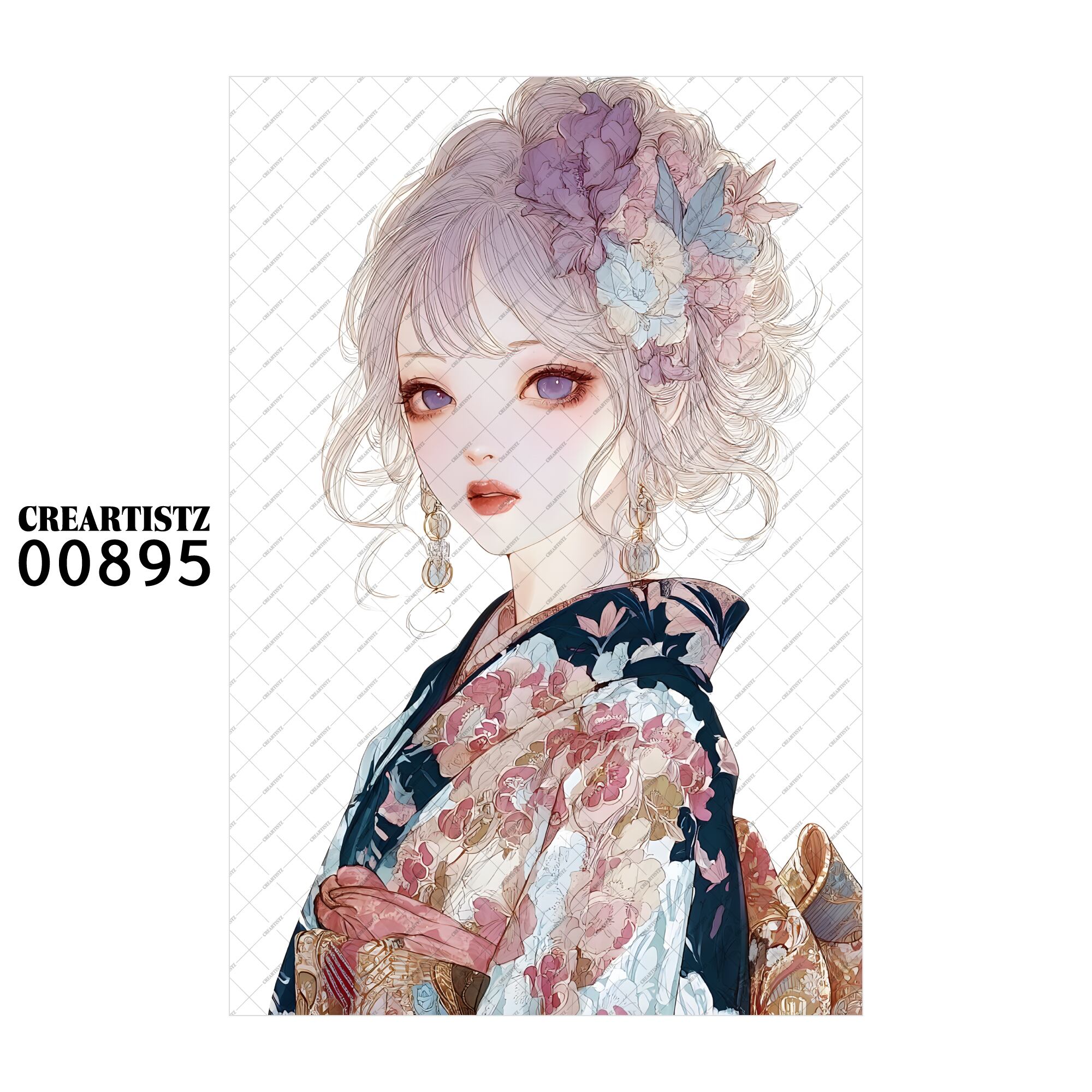 00895 ガール キュート オリジナル ペーパー/ステッカー 4枚セット CREARTISTZ