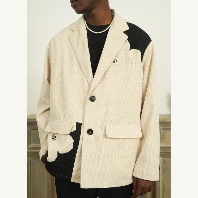 【DRIP1741】E.R Two Collar Flower Print Suit Jacket