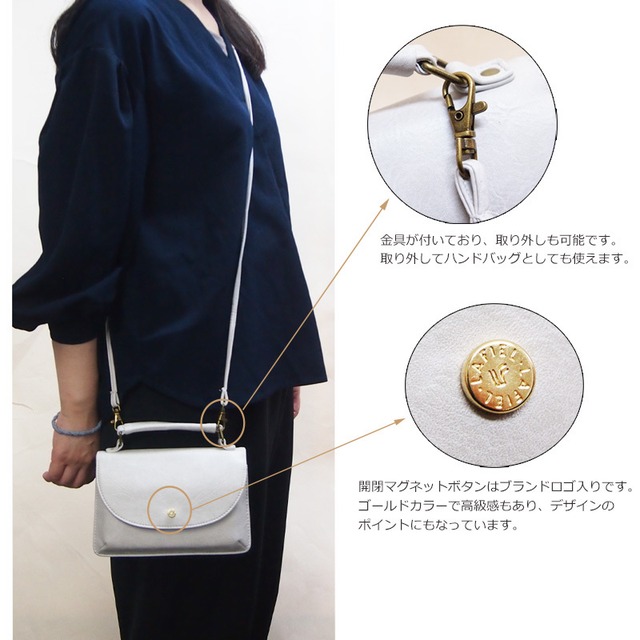 フェイクレザーマイクロハンドバッグ お財布機能付き　ギフトにもおすすめ