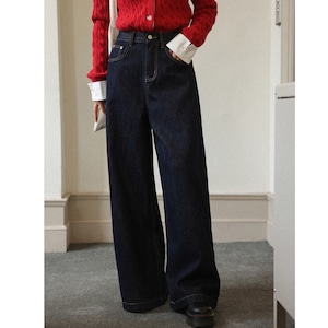 wide straight denim pants